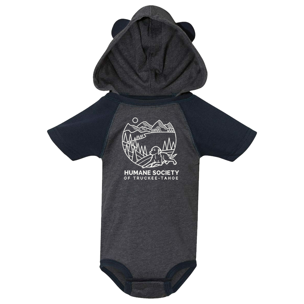Child Onesie - Short Sleeve Raglan Bodysuit with Hood & Ears