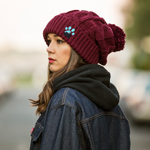 Chunk Twist Knit Beanie with Pom